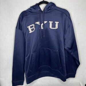 Men's  Navy BYU Cougars Team Pullover Hoodie No Tags Chest Size 46 Blue